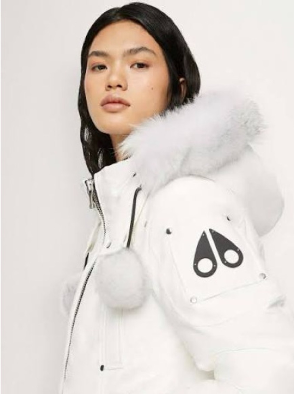 Moose Knuckles White Fur-Trim Ski Puffer Jacket